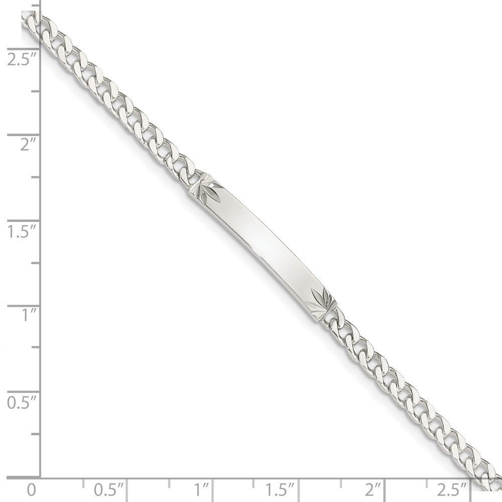Sterling Silver Polished Engraveable Curb Link ID Bracelet 7 inches