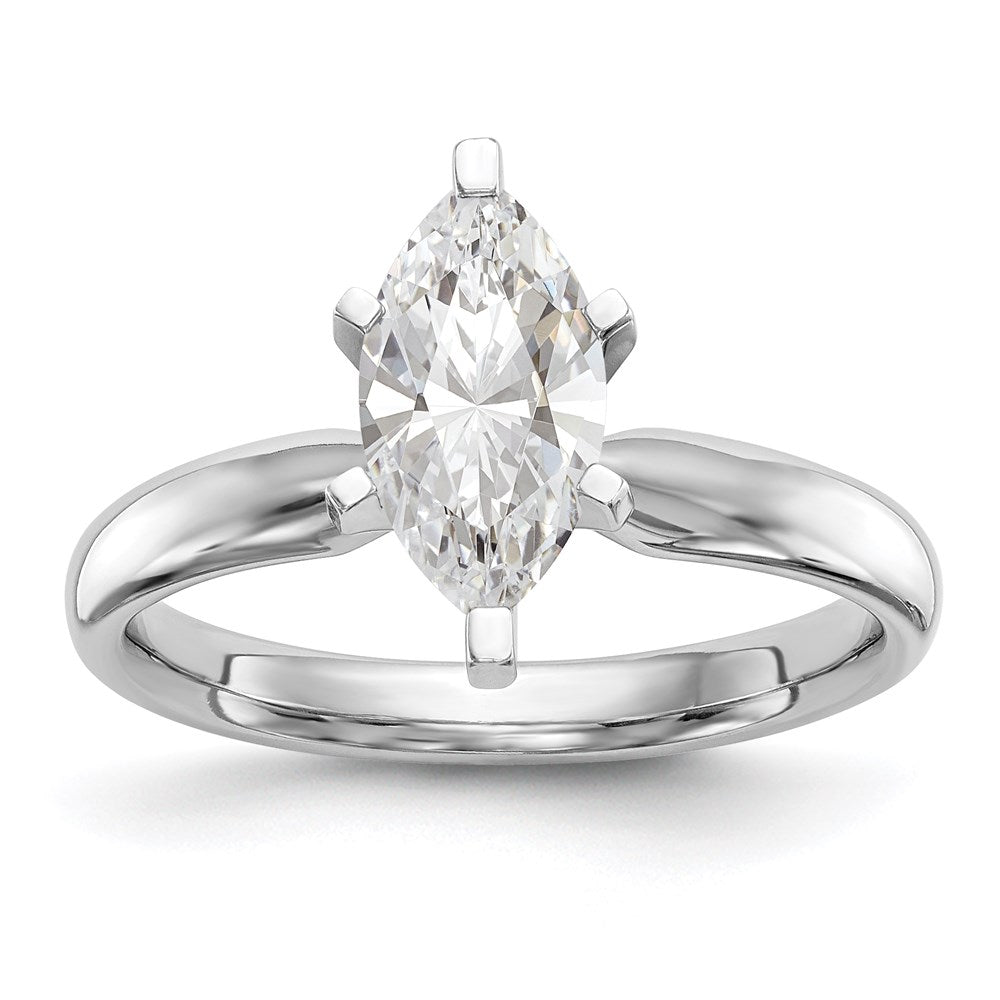 14k White Gold 1 carat Medium-Weight Comfort-Fit 6-Prong Tulip-Head Marquise Solitaire Ring Mounting