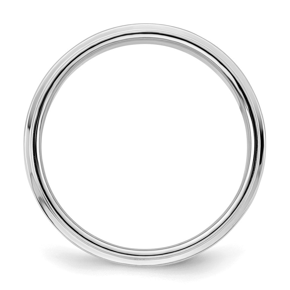 SS Rhodium-plated 5mm Flat w/ Step Edge Size 8 Band