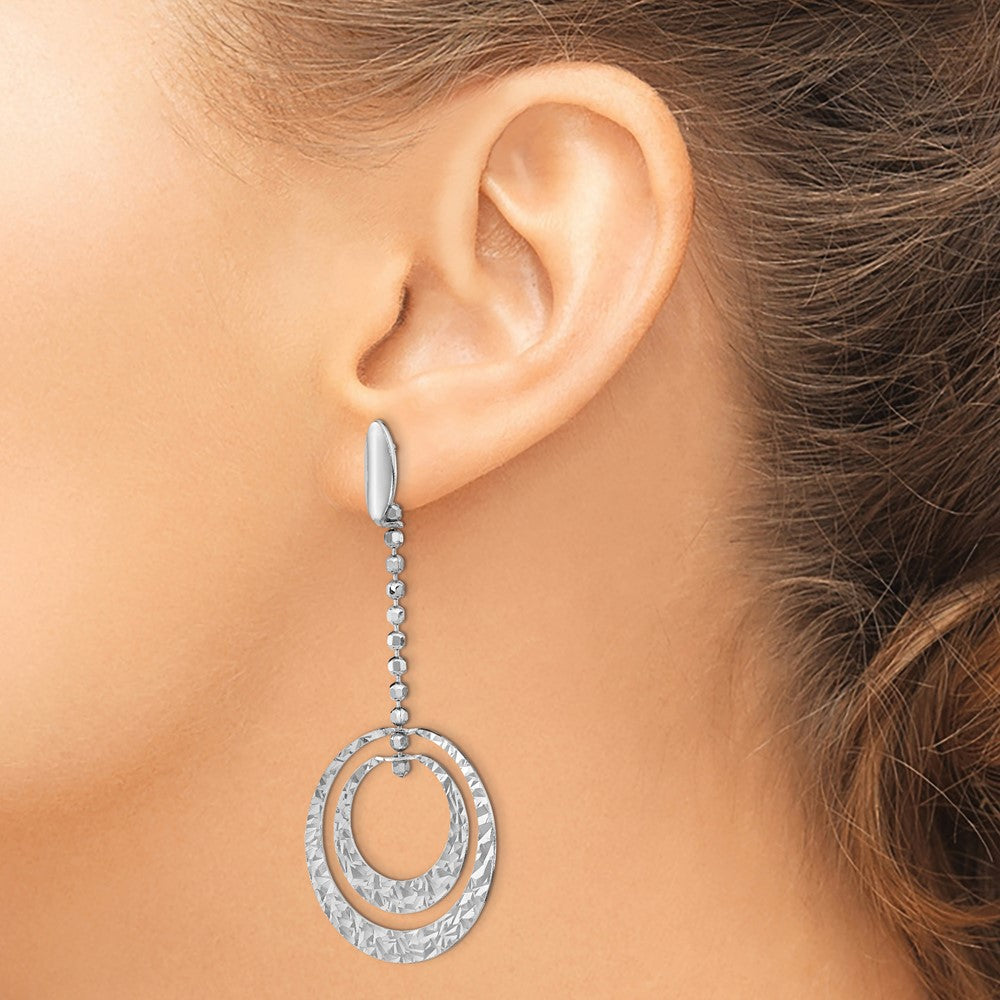Sterling Silver Rhodium-plated Polished D/C Dangle Earrings