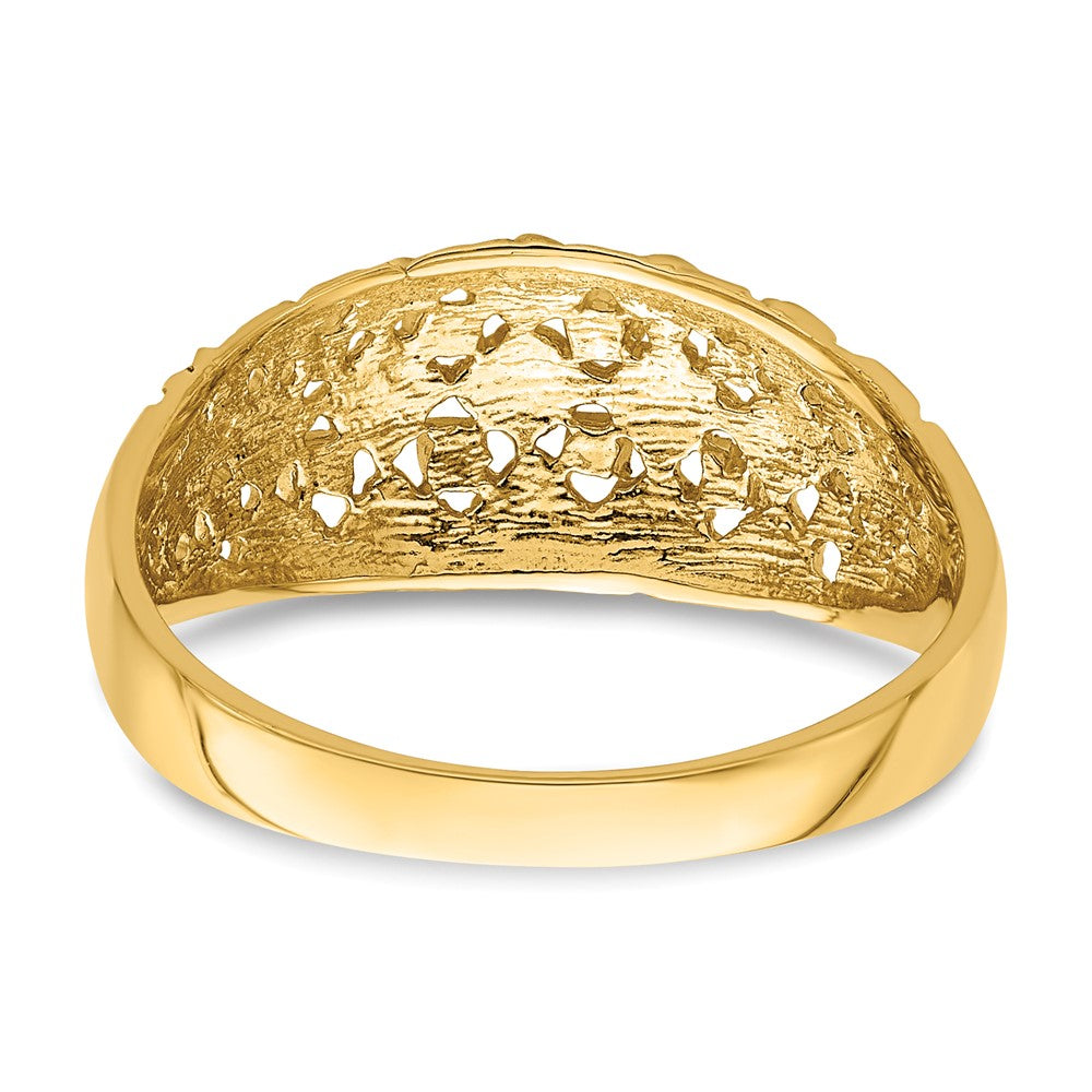 14K Diamond-cut Mini Diamond Pattern Dome Ring Size 7