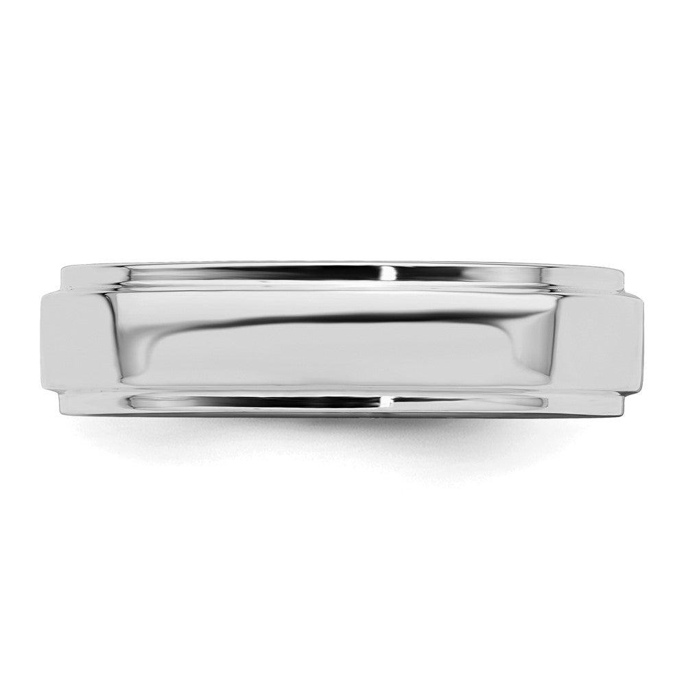 SS Rhodium-plated 5mm Flat w/ Step Edge Size 10.5 Band