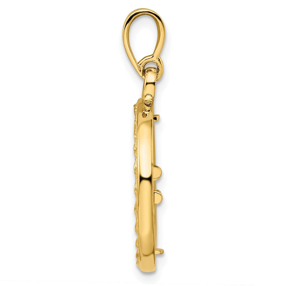 Wideband Distinguished Coin Jewelry 14k Polished Casted Rope with Bright Edge 15.0mm Prong Coin Bezel Pendant