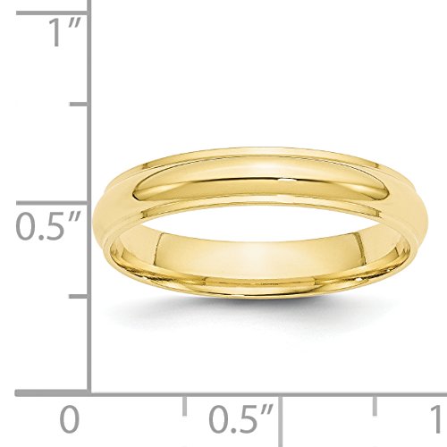 10k Yellow Gold 4mm Half Round with Edge Wedding Band Size 9