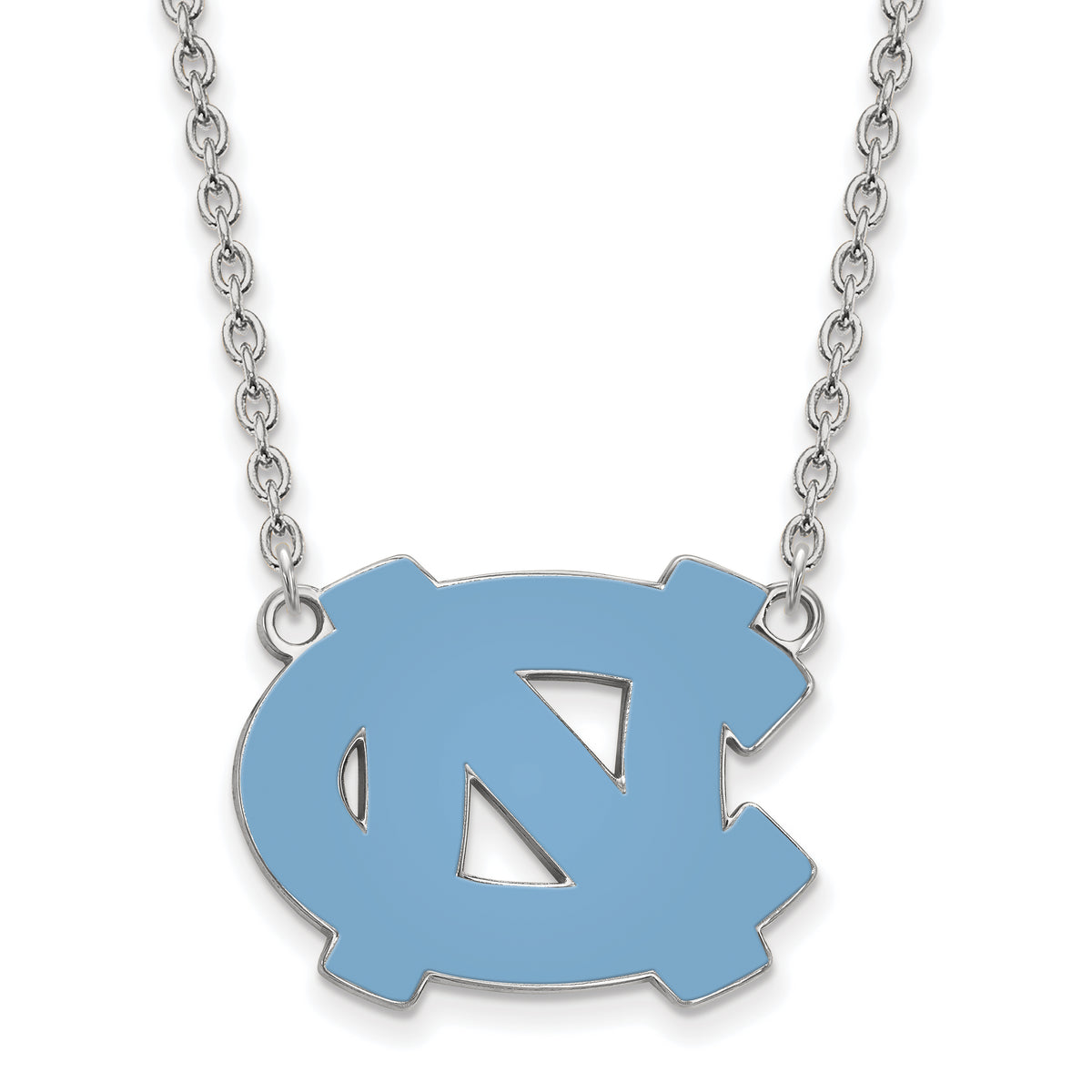 Sterling Silver LogoArt 18in Official Licensed Collegiate University of North Carolina (UNC) Large Pendant w/Necklace
