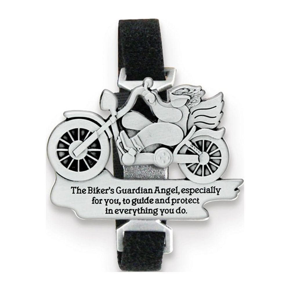 Silver-tone BIKERS GUARDIAN ANGEL Sentiment Bike Clip with Hook and Loop Fastener QGM17288
