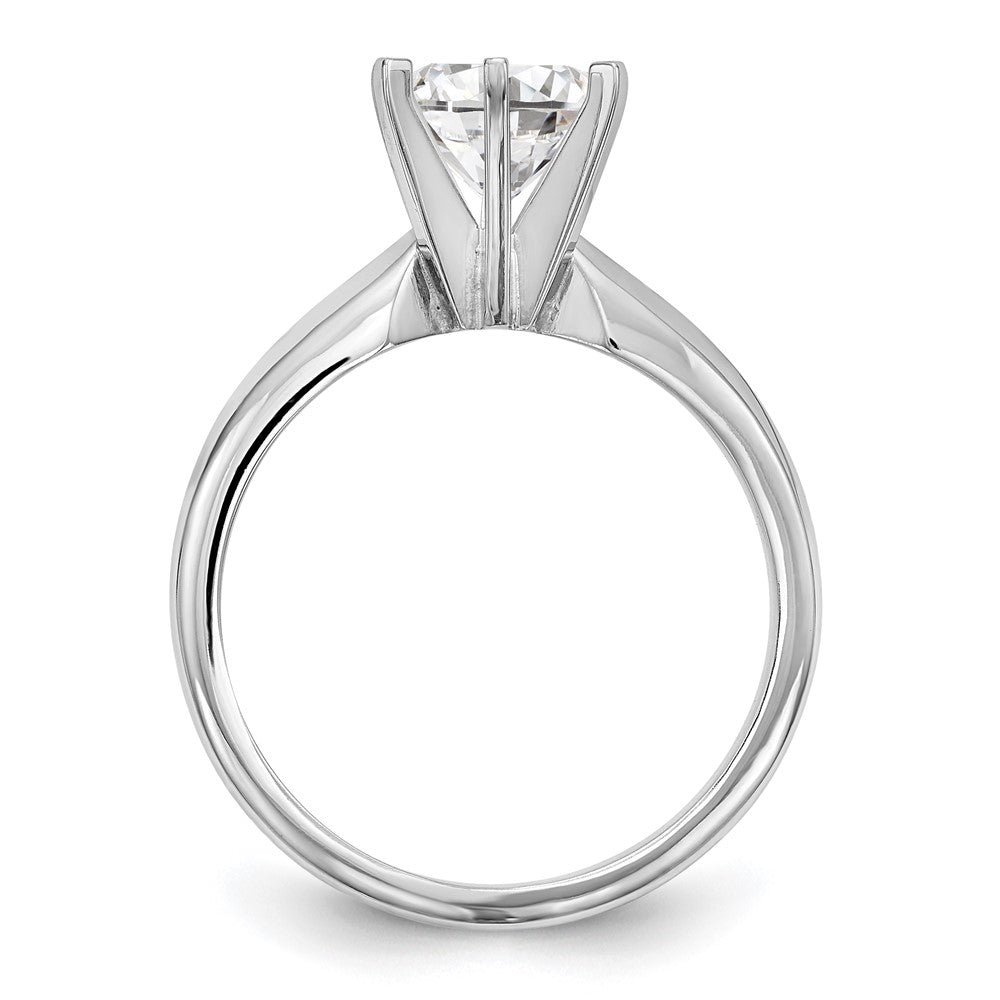 14k White Gold 1 carat Medium-Weight Knife Edge/Half-Round 6-Prong Round Solitaire Ring Mounting