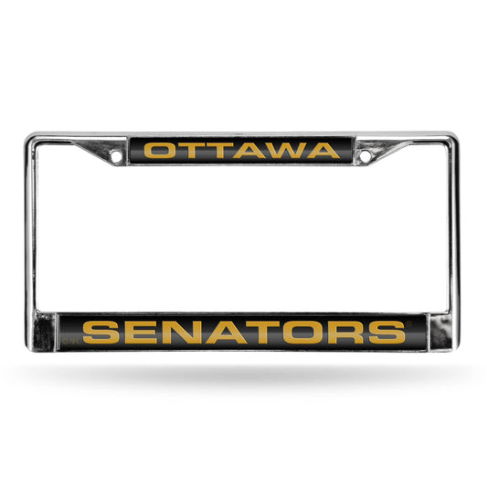 Rico Industries Hockey Ottawa Senators Black 12" x 6" Laser Cut Chrome Frame - Car/Truck/SUV Automobile Accessory
