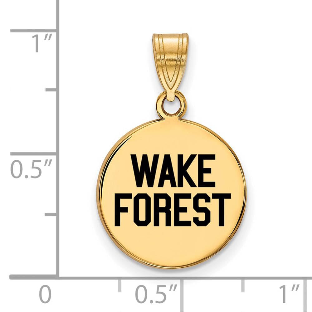 Logoart Sterling Silver Gp Wake Forest U Medium Enamel Disc Pendant