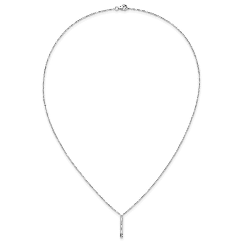 Cheryl M Sterling Silver Rhodium-plated Polished CZ Bar Necklace 18 Inches