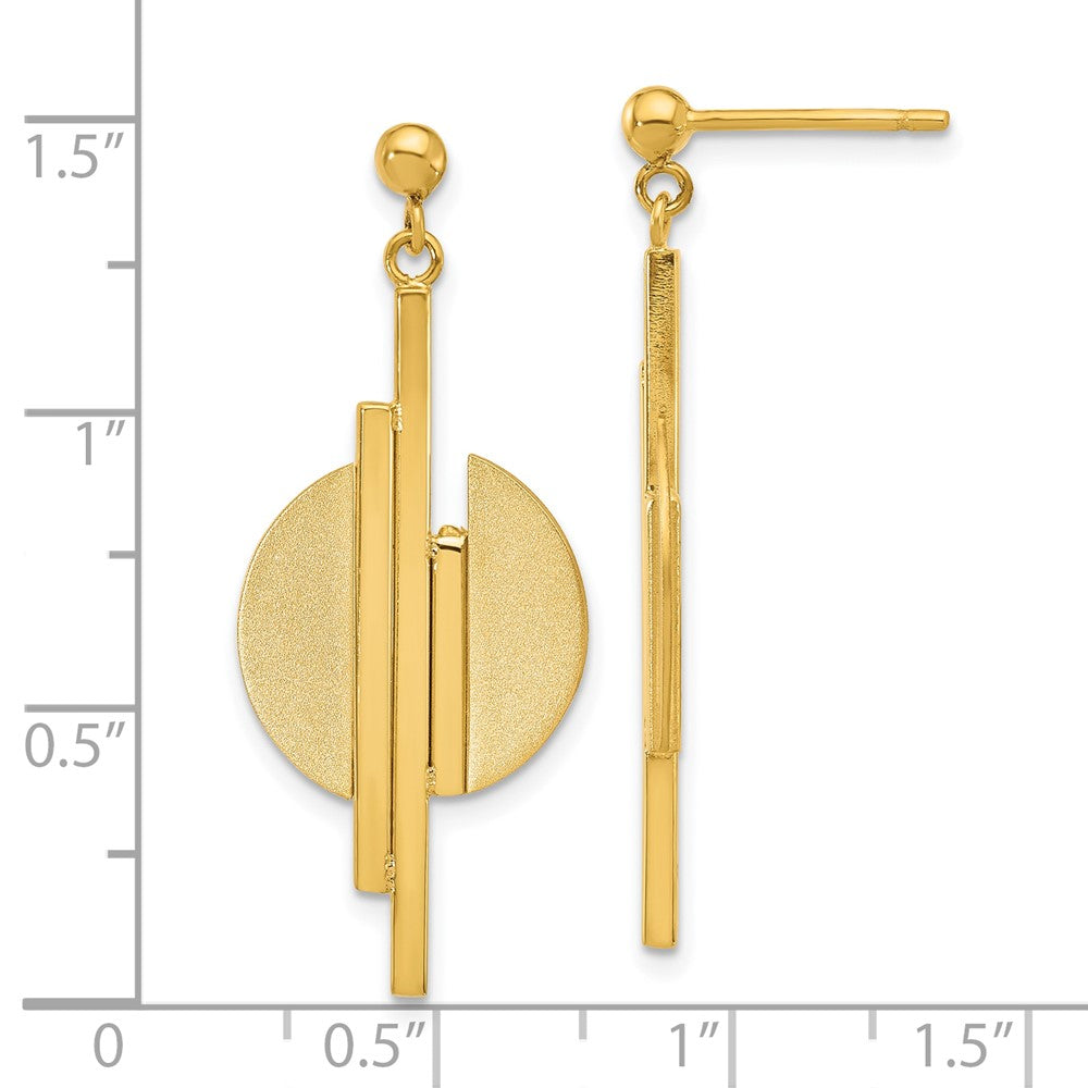 14K Polished and Brushed Dangle Post Earrings