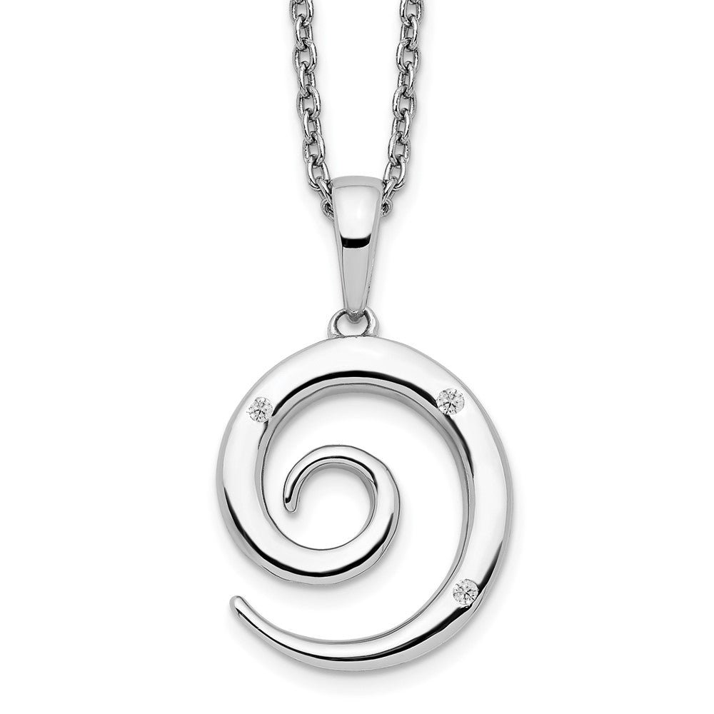 White Ice Sterling Silver Rhodium-plated 18 Inch Diamond Swirl Necklace with 2 Inch Extender 18 Inches