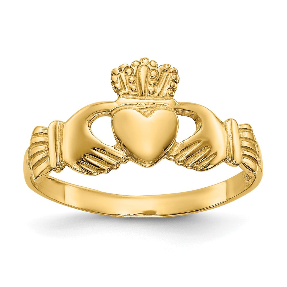 14k Polished Ladies Claddagh Ring Size 7