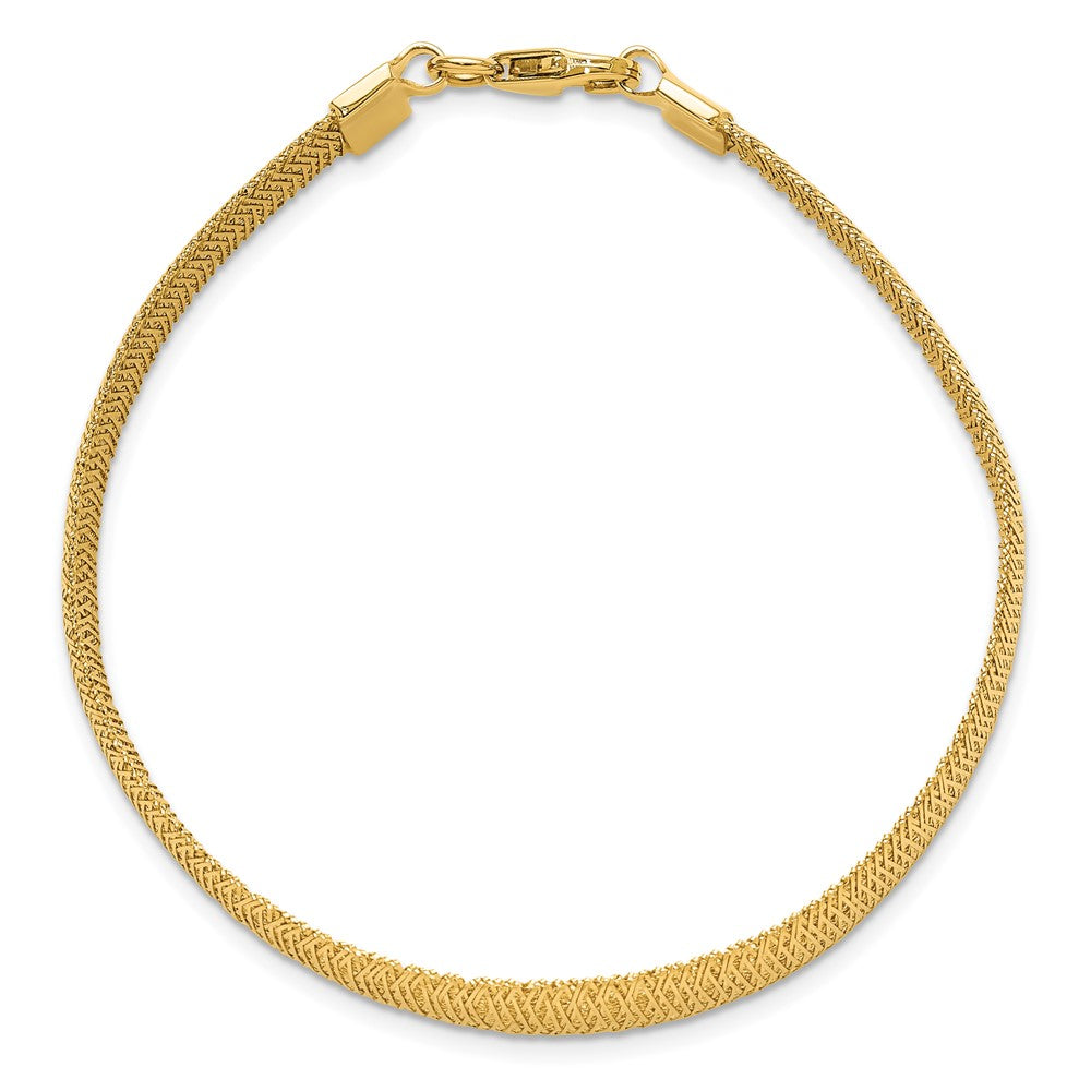 14K Polished Woven Graduated Dome Bracelet 7.5  inches