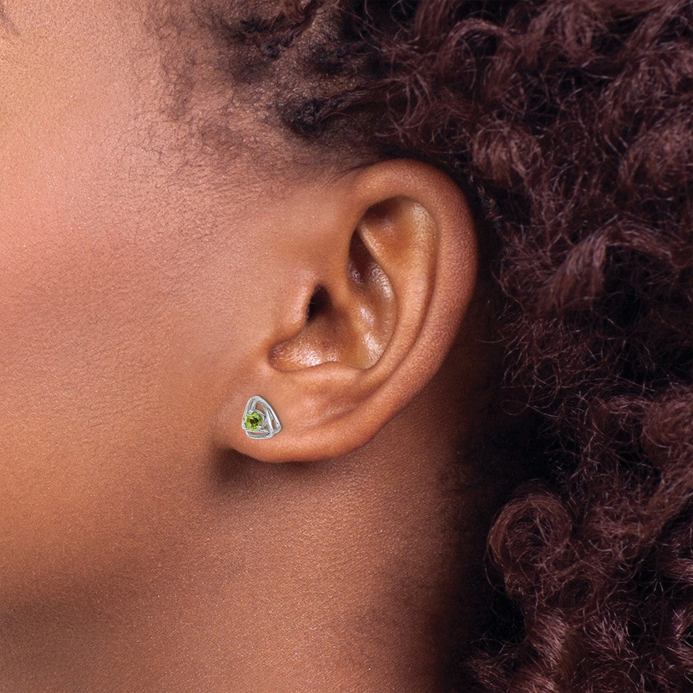 14k White Gold Peridot Post Earrings