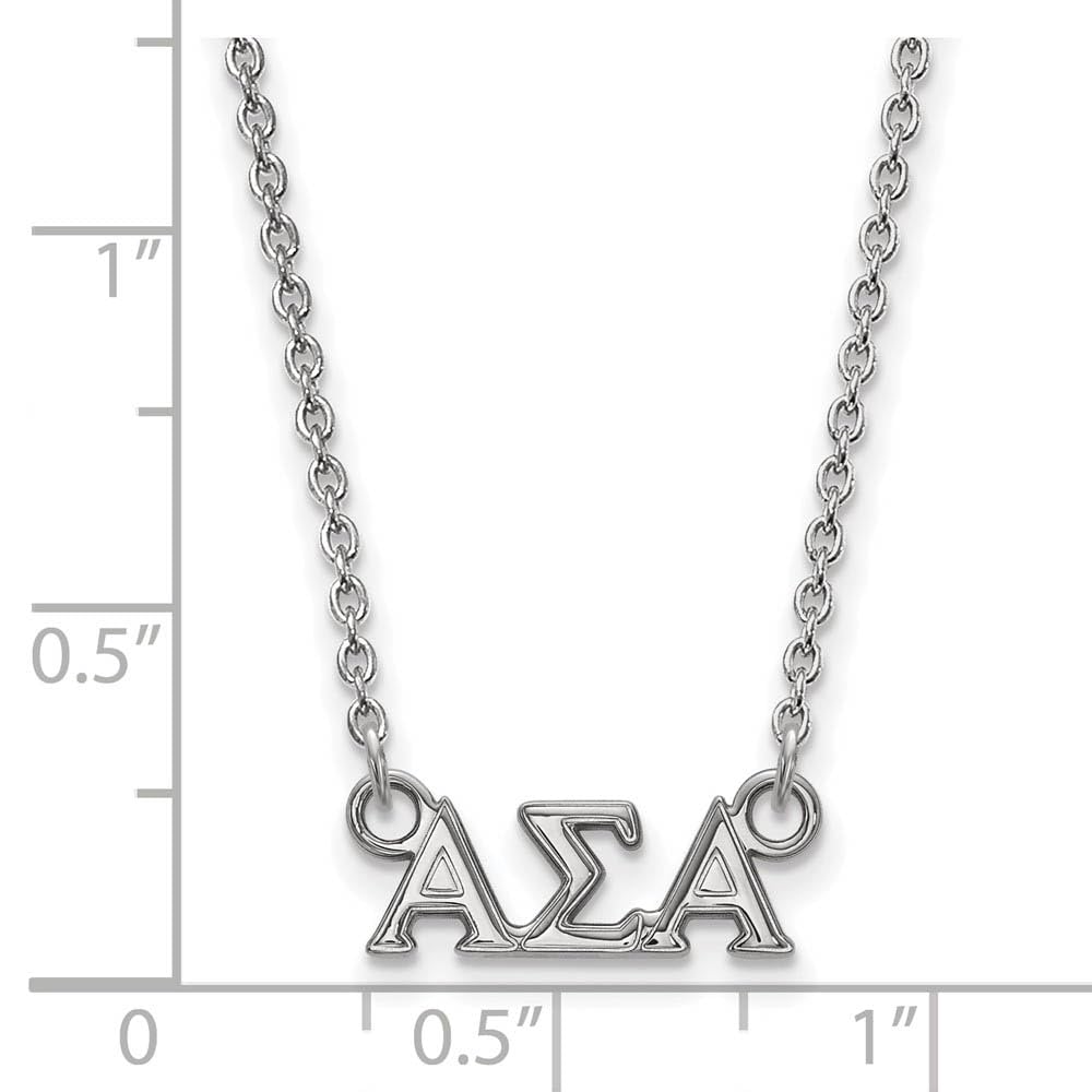 Sterling Silver 18in Official Licensed Greek Sororities Alpha Sigma Alpha (???) XS Pendant w/ Necklace