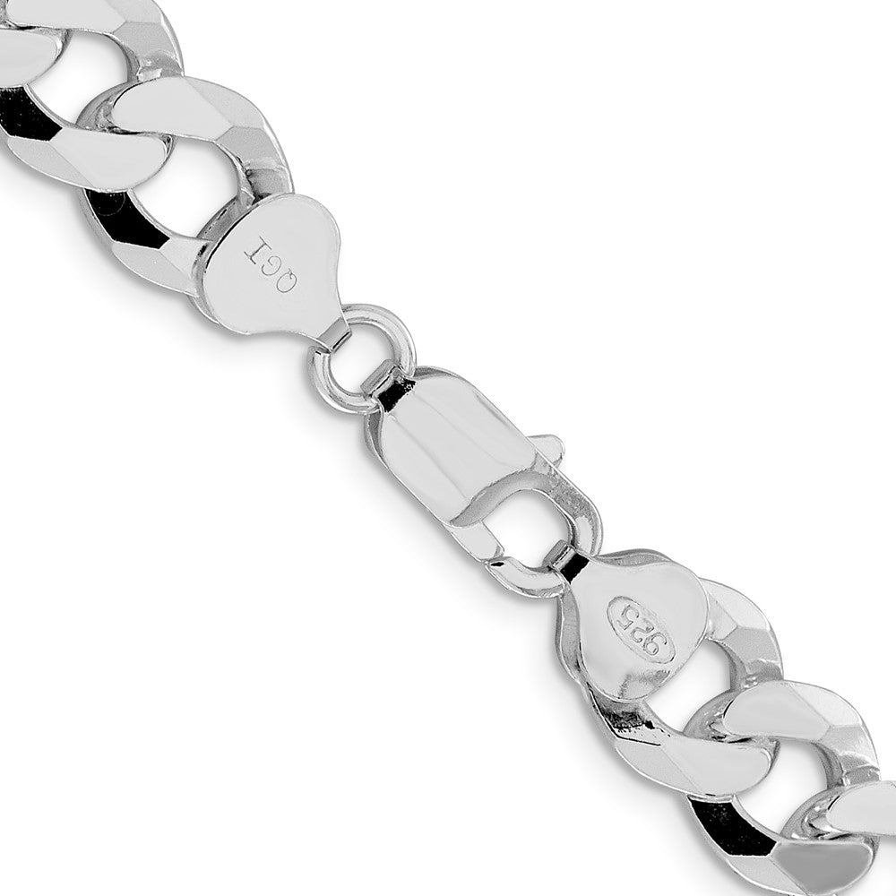 Sterling Silver Rhodium-plated 10.6mm Beveled Curb Chain 26 Inches