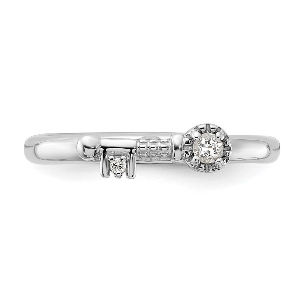 Sterling Silver Stackable Expressions Rhodium-plated White Topaz Key Ring Size -9