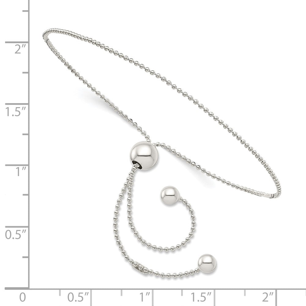 Sterling Silver Beaded Adjustable Bracelet 9.25 inches
