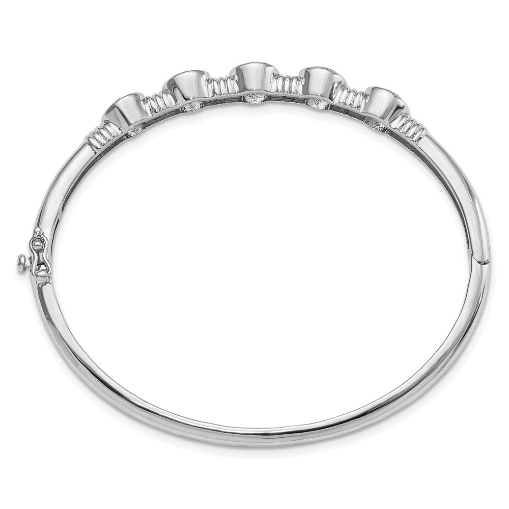 Sterling Silver Rhodium-plated Light Swiss Blue Topaz Hinged Bangle 7.25 inches