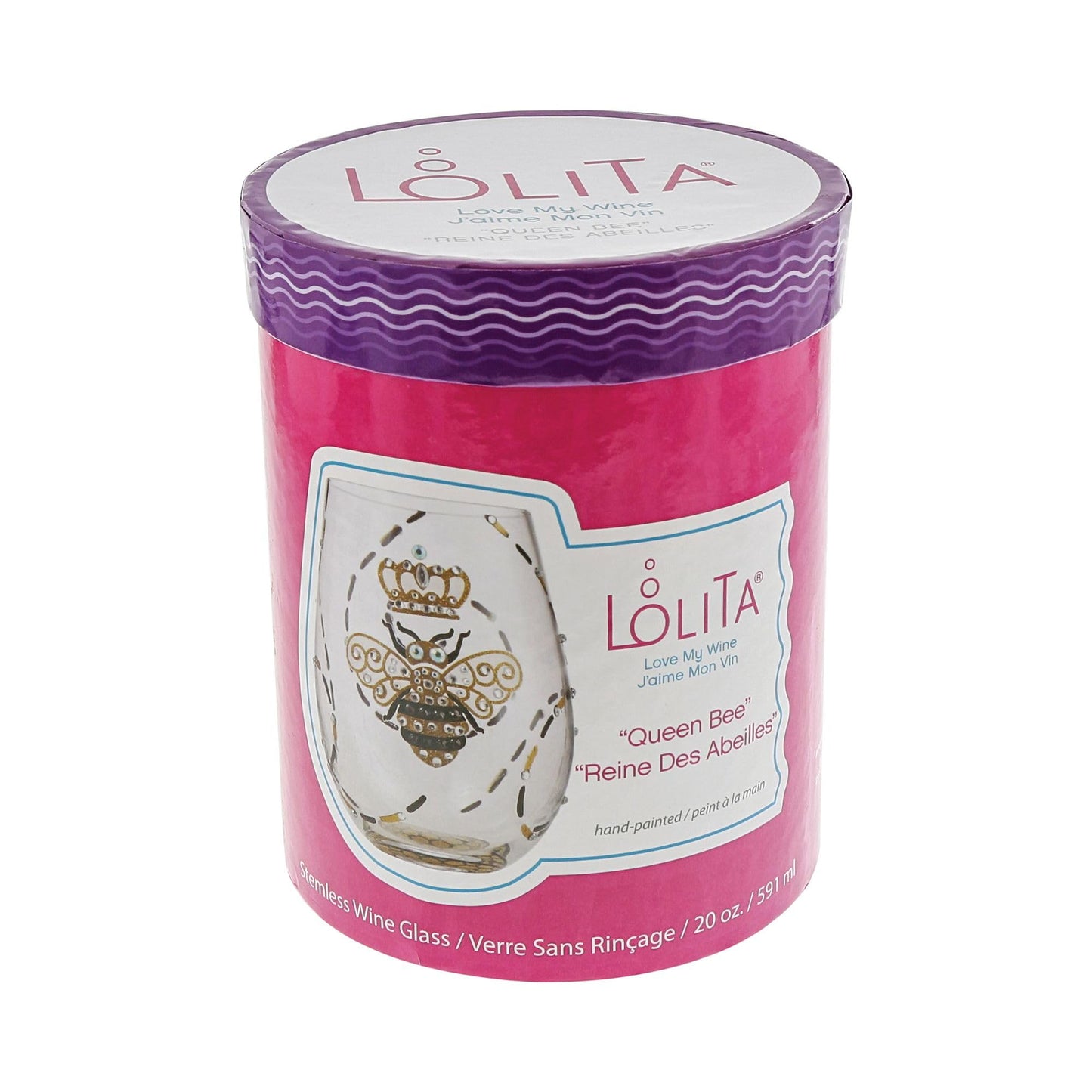 Enesco Lolita Queen Bee Stemless Glass, 4.53 Inch, Multicolor, 20 oz