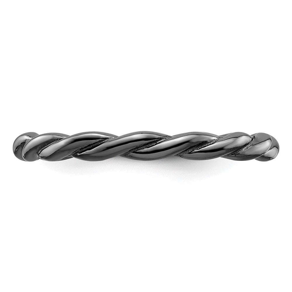 Sterling Silver Stackable Expressions Black-plated Twist Ring Size -6