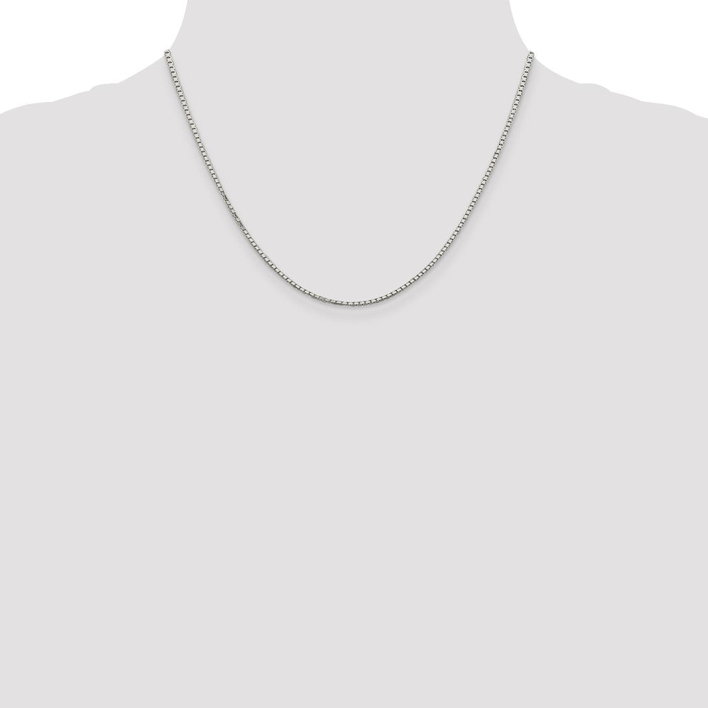 Sterling Silver Rhodium-plated 1.7mm 8 Sided D/C Mirror Box Chain 18 Inches
