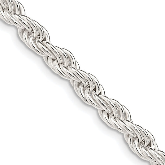 Sterling Silver 5mm Solid Rope Chain 30 Inches