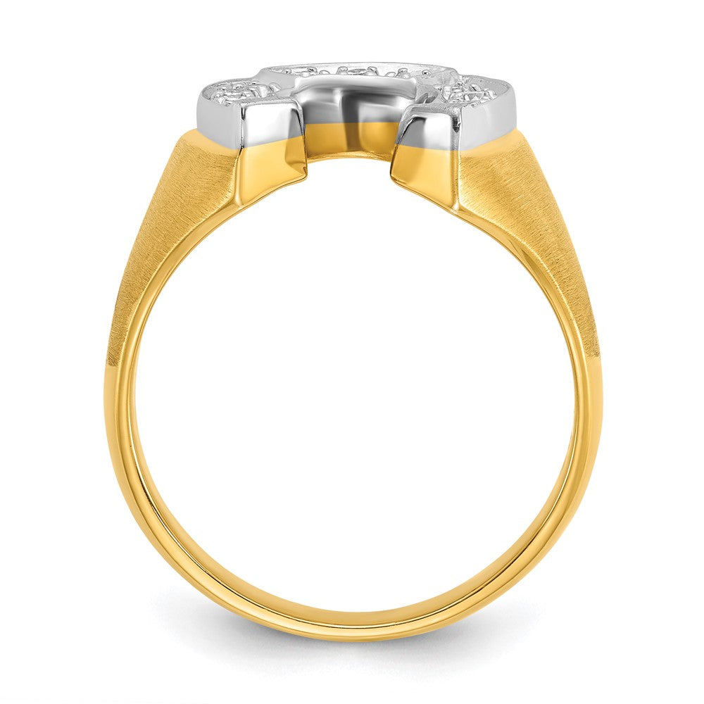 14k Two-tone IBGoodman Men's Satin Horseshoe 1/5 carat Diamond Complete Ring