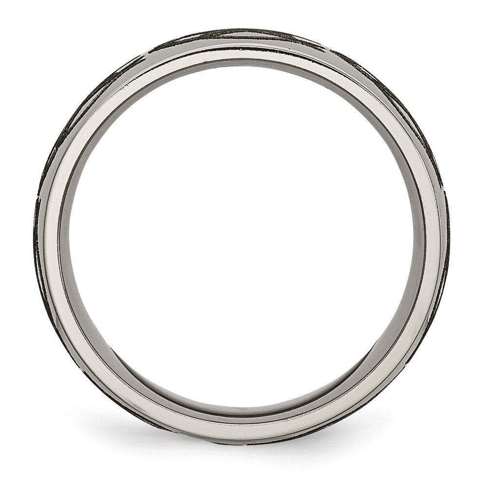 Titanium Polished Flame Laser Design 8mm Band Size - 10