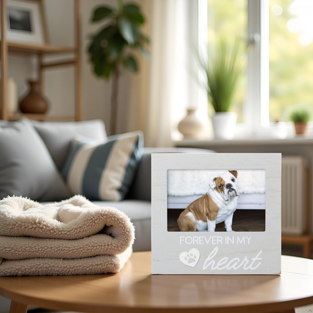 Grey Wooden FOREVER IN MY HEART Pet Memorial Remembrance 4x6 Photo Frame Q-GM20983