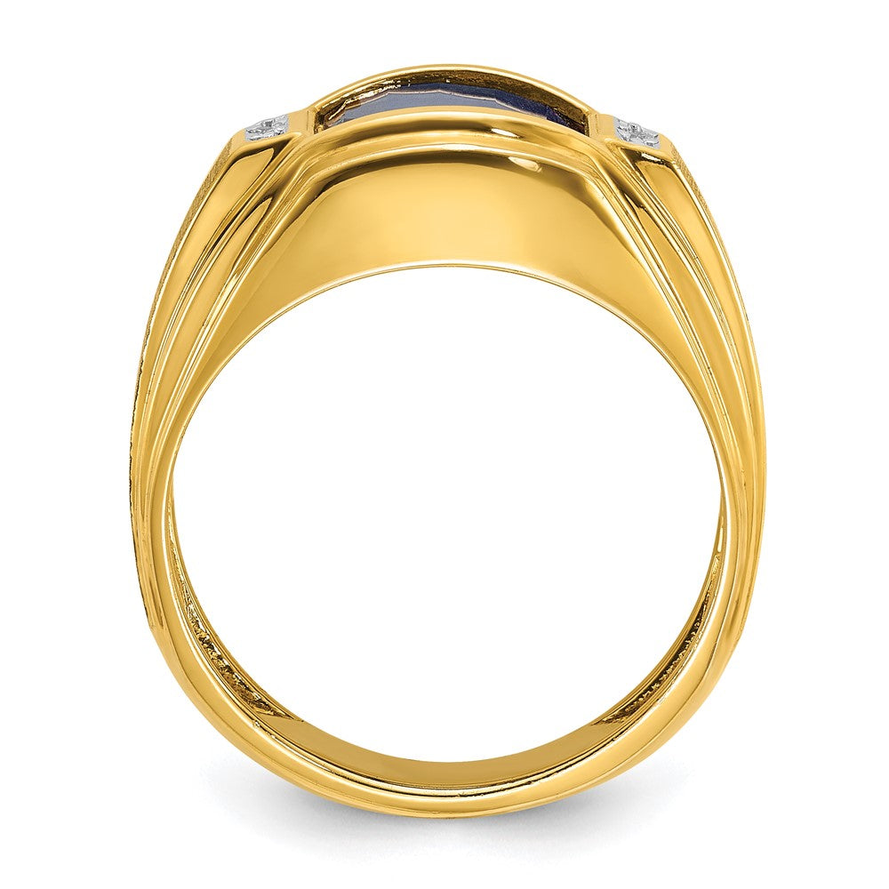 14k IBGoodman Men's Polished and Satin Gemstone and Diamond Ring Mounting