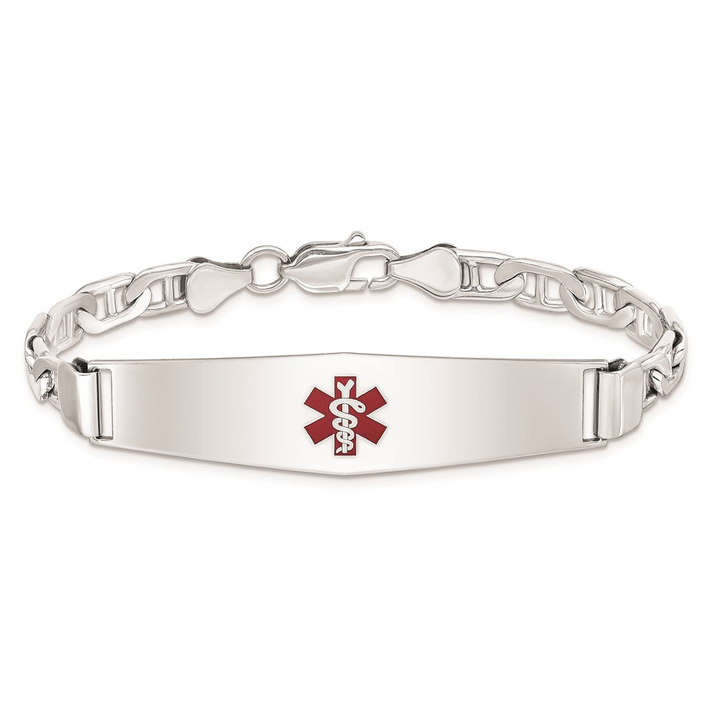 Sterling Silver Rhodium-plated Medical ID Anchor Link Bracelet 8 inches