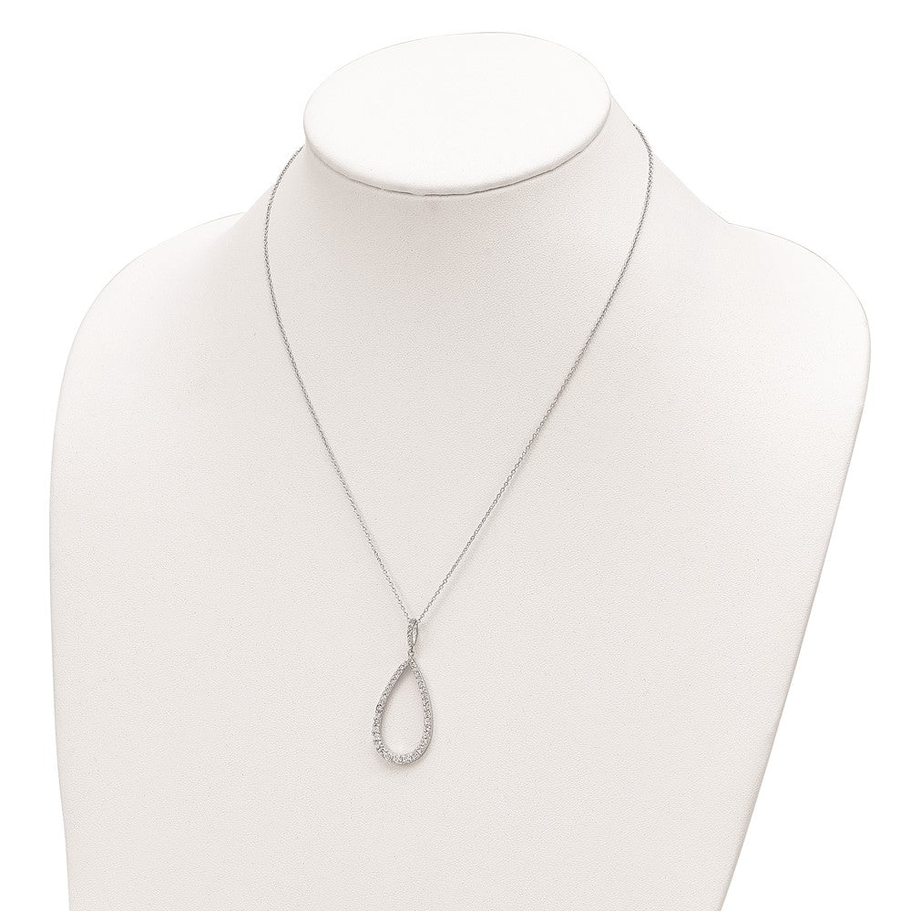 Cheryl M Sterling Silver Rhodium-plated Brilliant-cut CZ Open Pear Shape 18 Inch Necklace 18 Inches