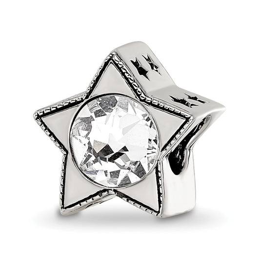 Sterling Silver Reflections Preciosa Crystal April Birthstone Star Bead