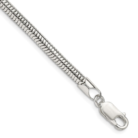 Sterling Silver 4mm Round Snake Chain 8 inches