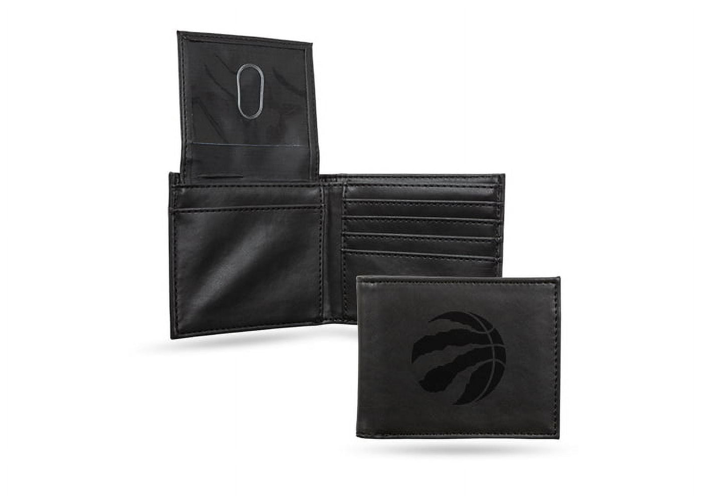NBA Toronto Raptors Black Faux Leather Bi-fold Wallet with 4 Card Slots and Flip-up ID Window QGC7246