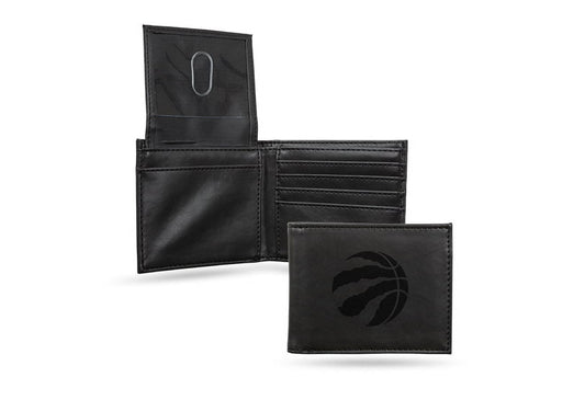 NBA Toronto Raptors Black Faux Leather Bi-fold Wallet with 4 Card Slots and Flip-up ID Window QGC7246