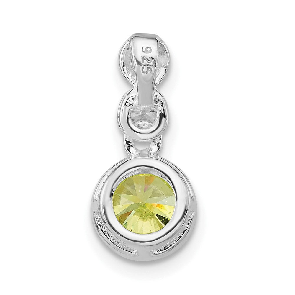Sterling Silver Polished Green & Clear CZ Circles Chain Slide Pendant