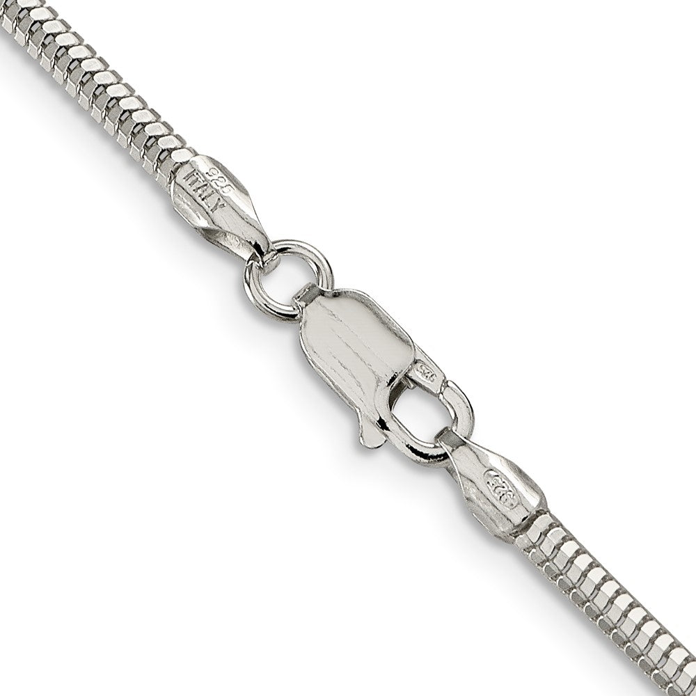 Sterling Silver 2.5mm Diamond-cut Snake Chain 24 Inches