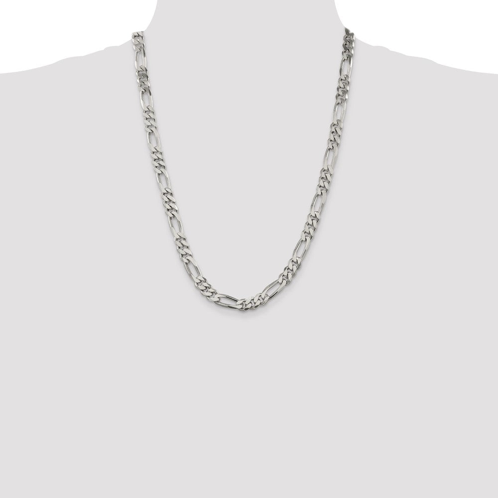 Sterling Silver 8mm Figaro Chain 24 Inches