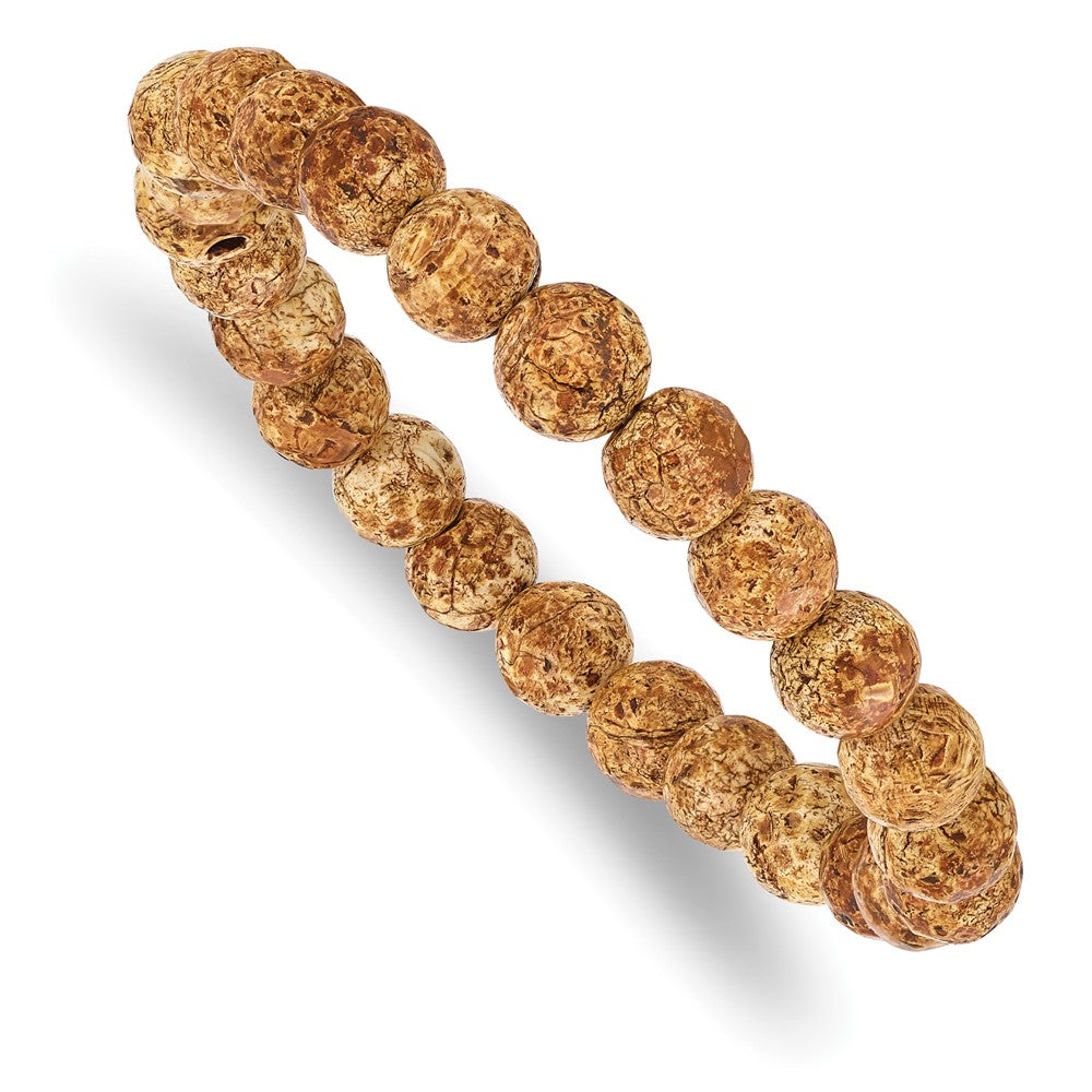 Beaded Stretch Picture Stone Agate Bracelet
