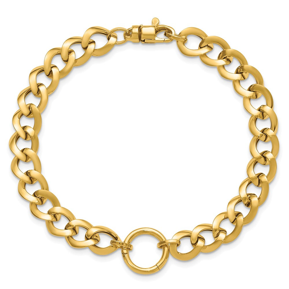 14K Polished Circle Accent Fancy Link Bracelet 7.75  inches