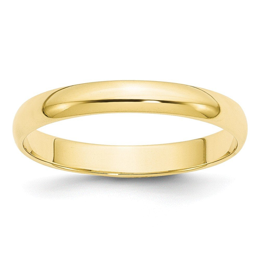 10k Yellow Gold 3mm Lightweight Half Round Wedding Band Size 13.5