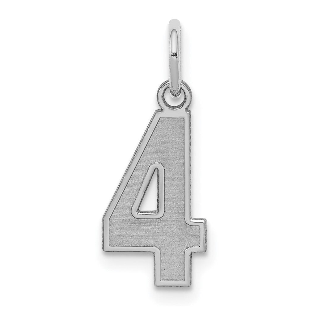 Sterling Silver/Rhodium-plated Satin Number 4 Charm