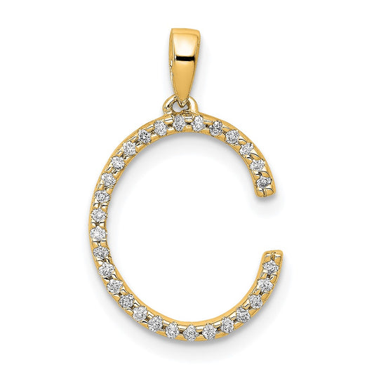 14K Diamond Letter C Initial Pendant