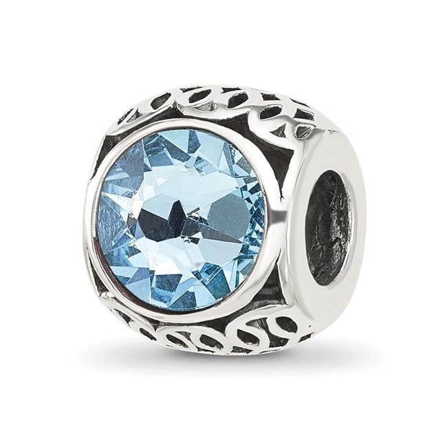 Sterling Silver Reflections Antiqued Light Blue Crystal Bead