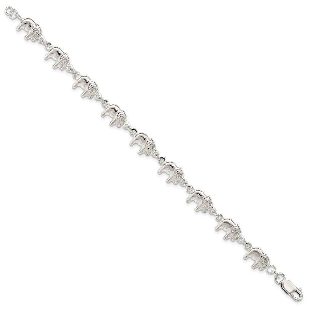 Sterling Silver Elephant Bracelet 7 inches