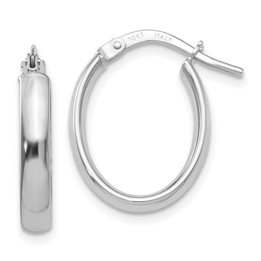 10K Polished White Gold Hoop Earrings