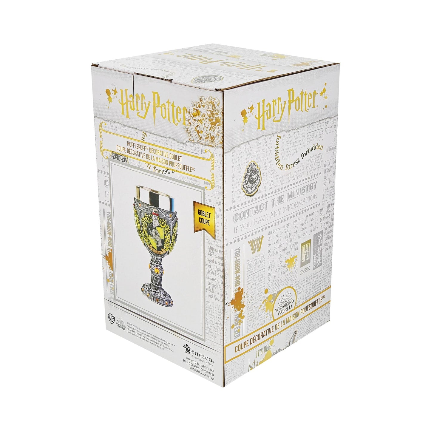 Wizarding World of Harry Potter Hufflepuff Decorative Resin Stainless Steel Goblet 7in H